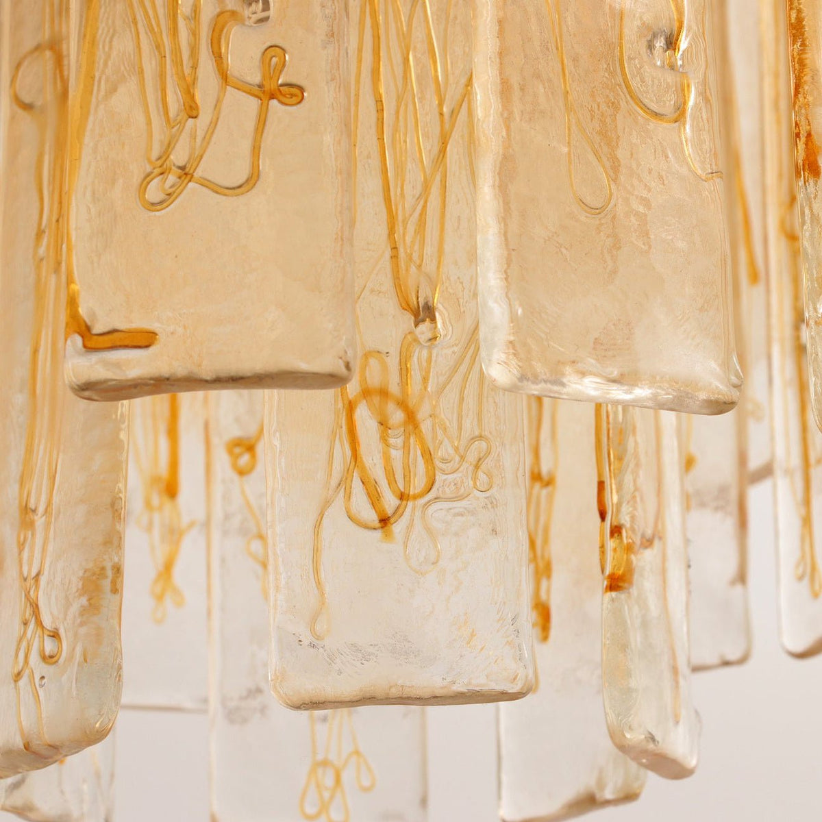 Soline Lustre Doré Ambre Verre Superposé Géométrique Luxe