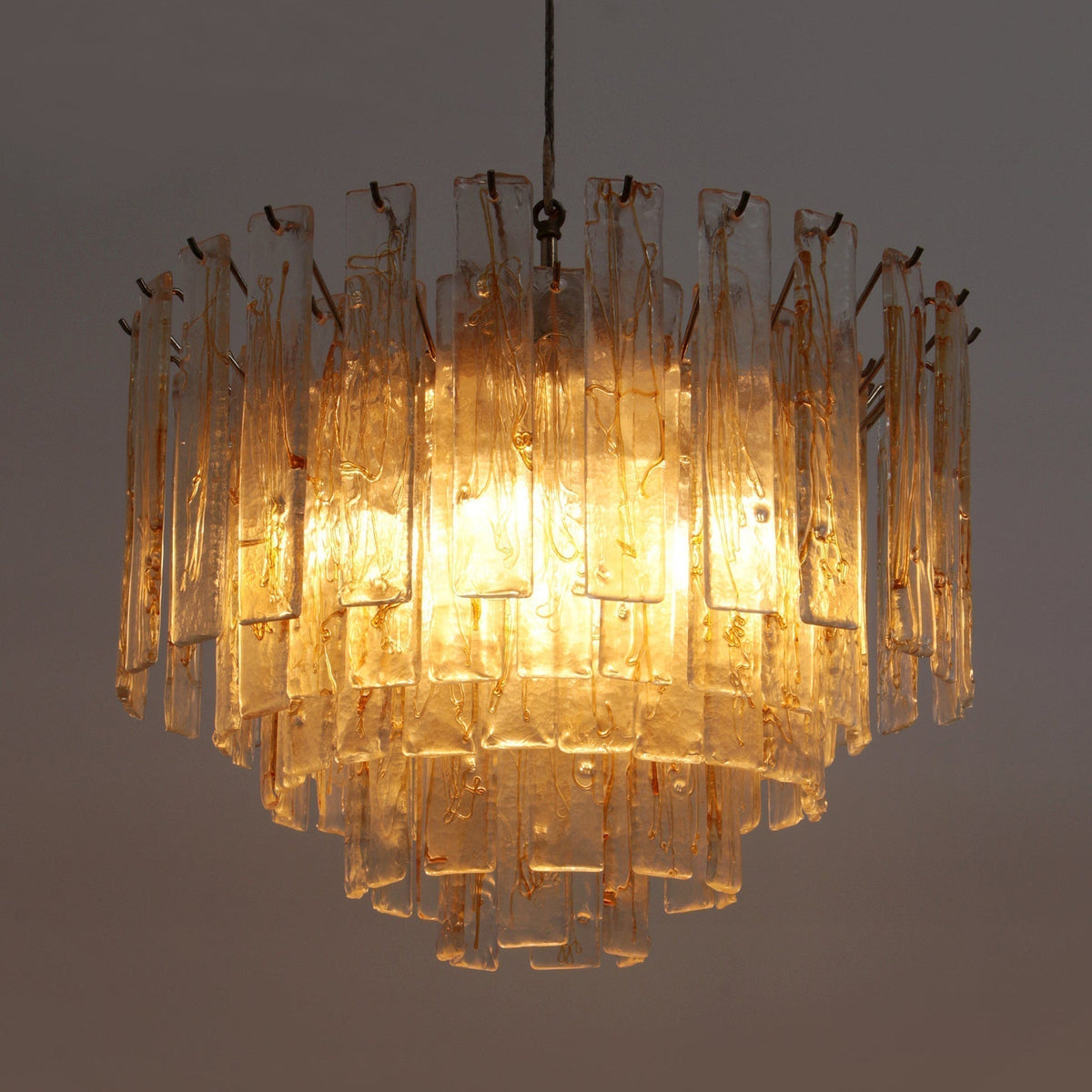 Soline Lustre Doré Ambre Verre Superposé Géométrique Luxe