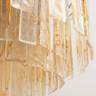 Aurora Lustre Doré Ambre Verre Superposé Géométrique Luxe