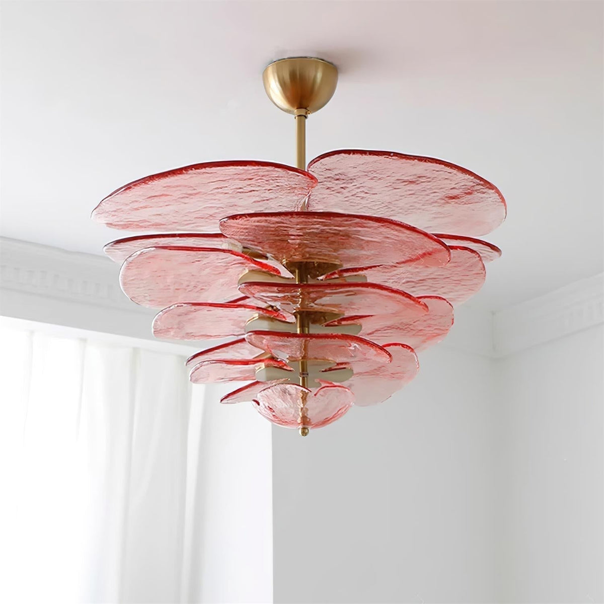 Livenq Lustre Pétale en Verre Murano Doré Luxe-Cielum