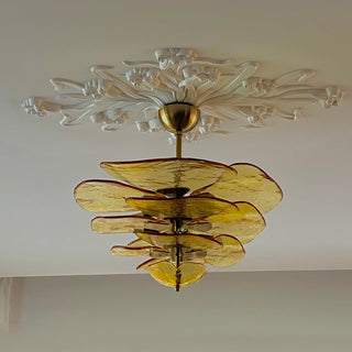 Aurora Lustre Pétale en Verre Murano Doré Luxe-Luire