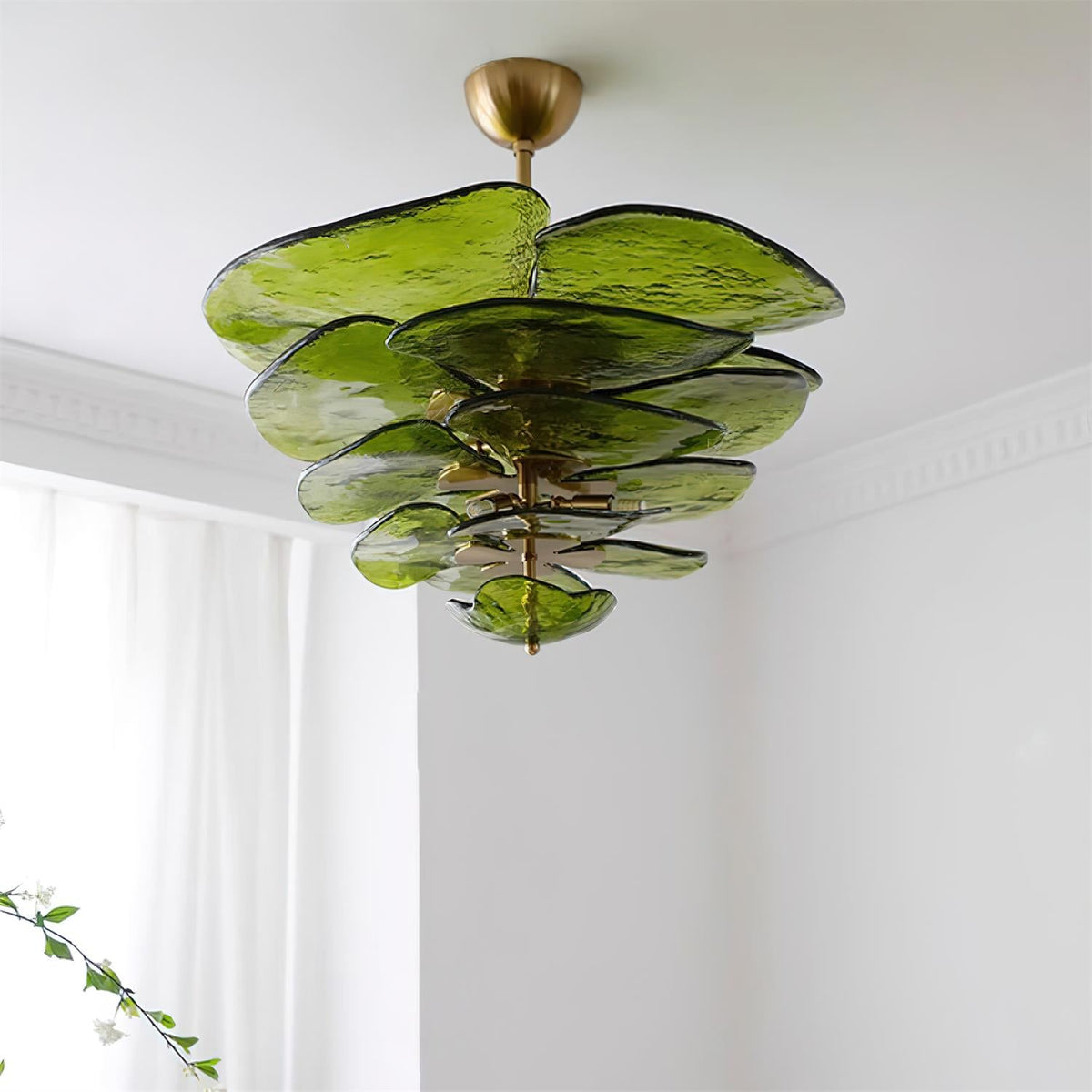 Livenq Lustre Pétale en Verre Murano Doré Luxe-Cielum