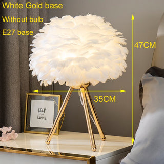 O'Moore Lampe de Table Fleur Nordique, Plume/Métal, Chambre