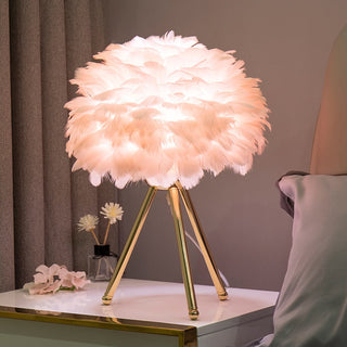 O'Moore Lampe de Table Fleur Nordique, Plume/Métal, Chambre