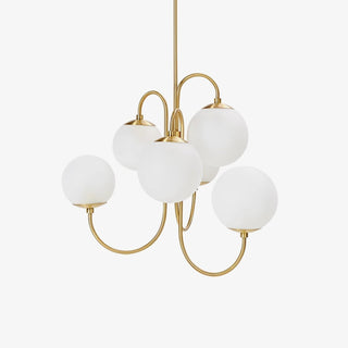 Lustra Lustre en Laiton avec Globe et Bras Courbés