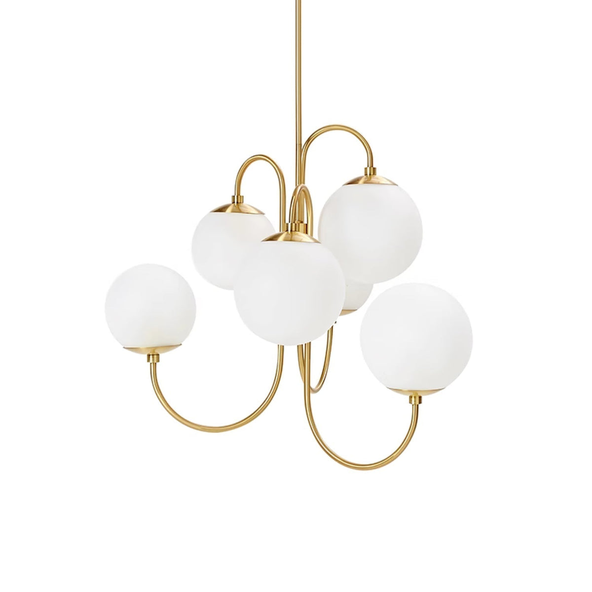 Tavelle Lustre en Laiton avec Globe et Bras Courbés