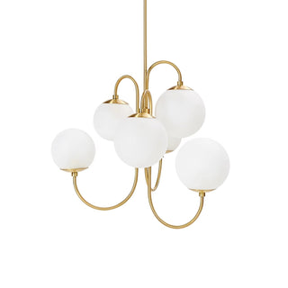 Lustra Lustre en Laiton avec Globe et Bras Courbés