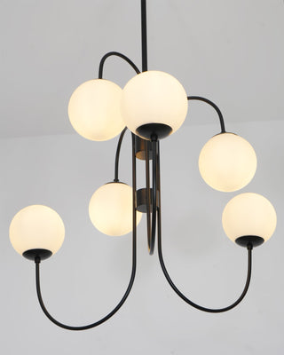 Lustra Lustre en Laiton avec Globe et Bras Courbés