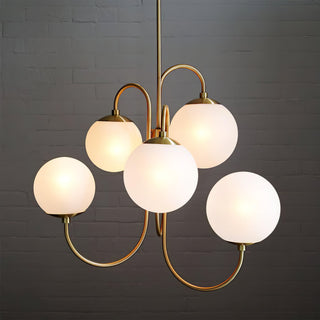 Lustra Lustre en Laiton avec Globe et Bras Courbés