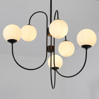 Lustra Lustre en Laiton avec Globe et Bras Courbés