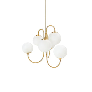 Lustra Lustre en Laiton avec Globe et Bras Courbés