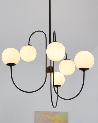 Lustra Lustre en Laiton avec Globe et Bras Courbés