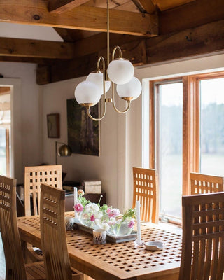 Lustra Lustre en Laiton avec Globe et Bras Courbés