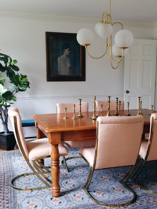 Lustra Lustre en Laiton avec Globe et Bras Courbés