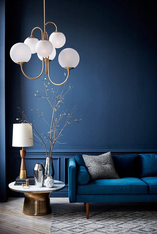 Lustra Lustre en Laiton avec Globe et Bras Courbés