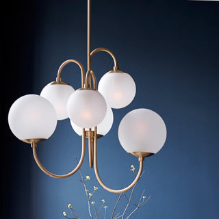 Lustra Lustre en Laiton avec Globe et Bras Courbés