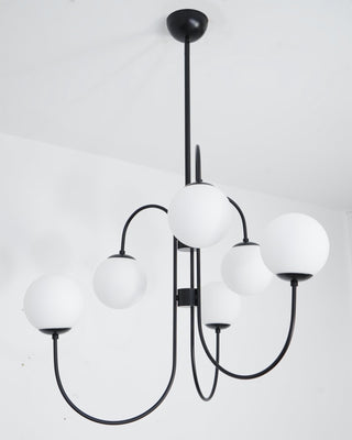 Lustra Lustre en Laiton avec Globe et Bras Courbés