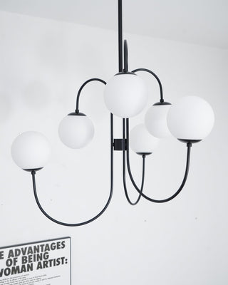 Lustra Lustre en Laiton avec Globe et Bras Courbés