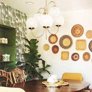 Lustra Lustre en Laiton avec Globe et Bras Courbés