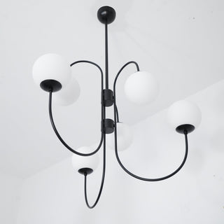 Lustra Lustre en Laiton avec Globe et Bras Courbés