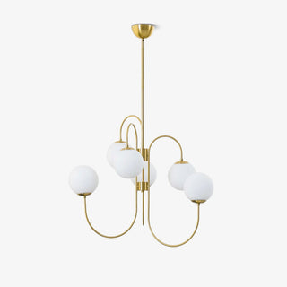 Lustra Lustre en Laiton avec Globe et Bras Courbés