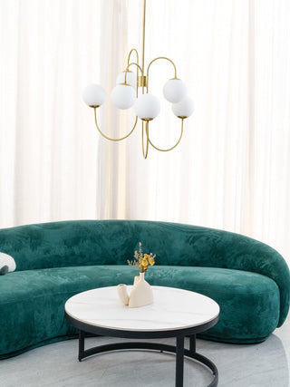 Lustra Lustre en Laiton avec Globe et Bras Courbés