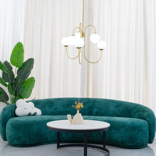 Lustra Lustre en Laiton avec Globe et Bras Courbés