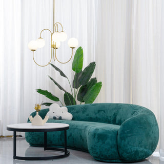 Lustra Lustre en Laiton avec Globe et Bras Courbés