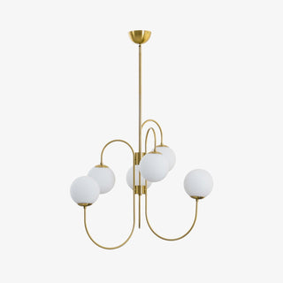 Lustra Lustre en Laiton avec Globe et Bras Courbés