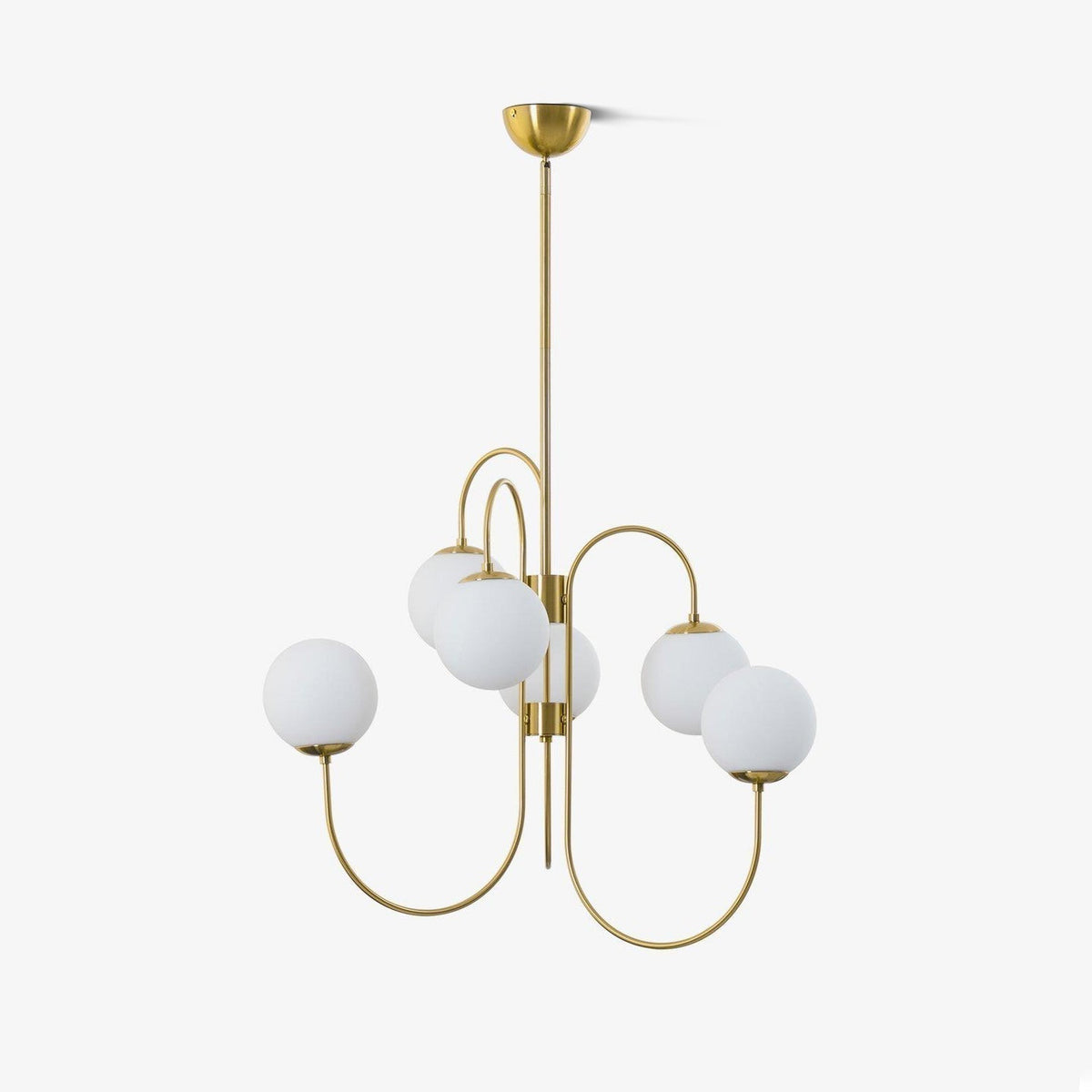 Tavelle Lustre en Laiton avec Globe et Bras Courbés