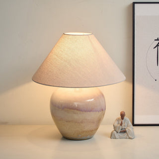 Gradient Hued Ceramic Jar Table Lamp-Neutral Decor
