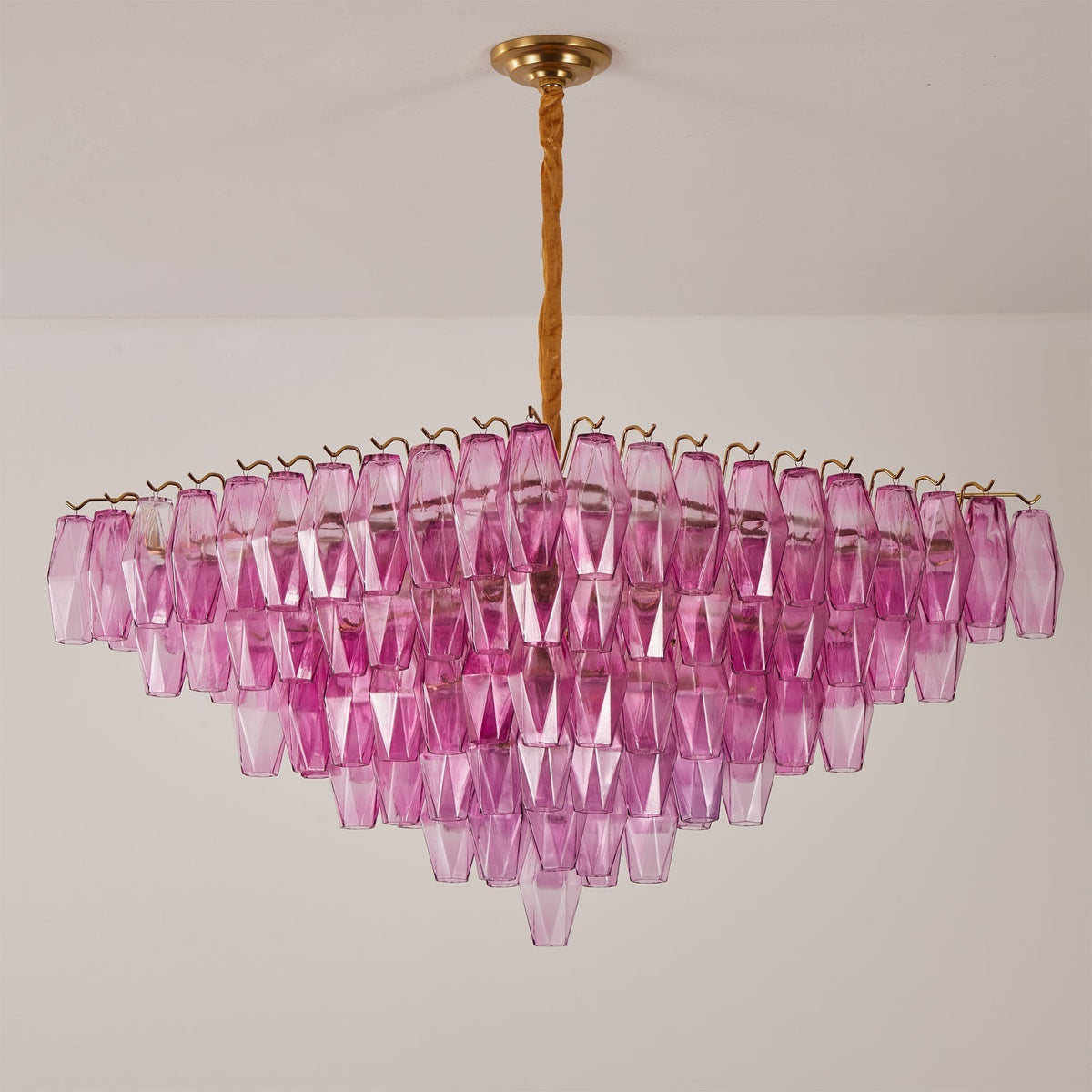 Gramercy Diamond Chandelier with clear glass prisms.