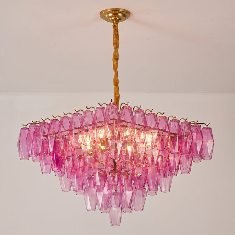 Amber glass version of the Gramercy Diamond Chandelier.