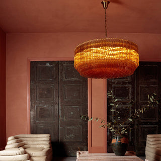 Aurora Lustre en Verre Ambre Tambour