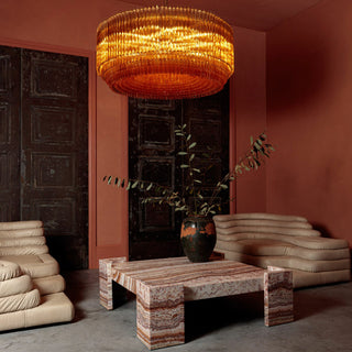 Aurora Lustre en Verre Ambre Tambour
