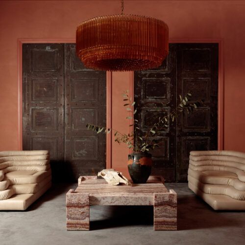 Lina Lustre en Verre Ambre Tambour