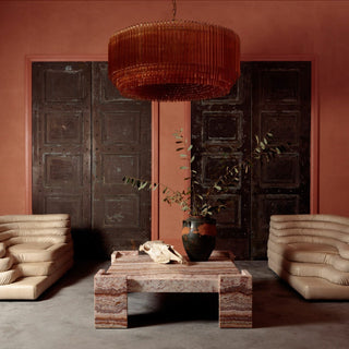 Aurora Lustre en Verre Ambre Tambour