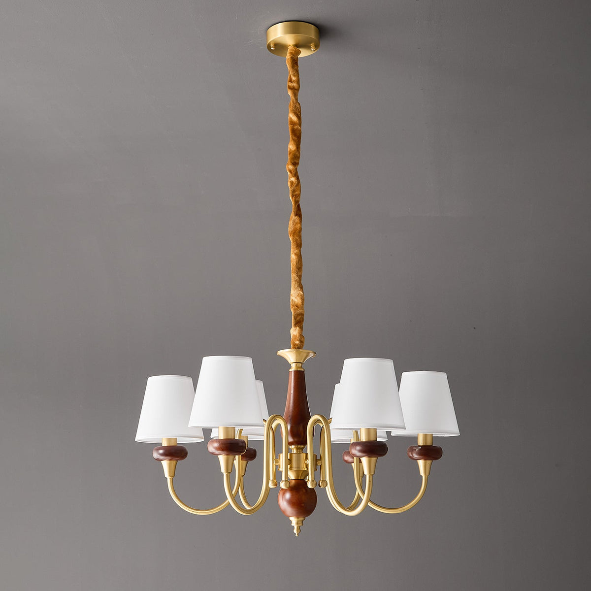 Lauraya Lustre Vintage Élégant en Tissu et Bois