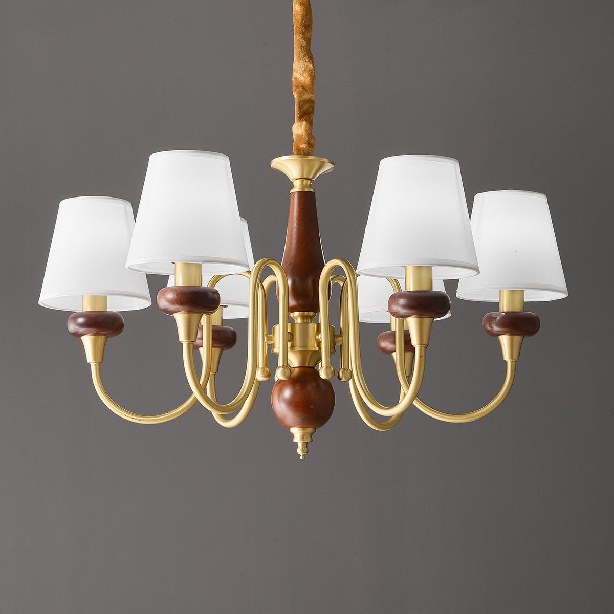 Lauraya Lustre Vintage Élégant en Tissu et Bois
