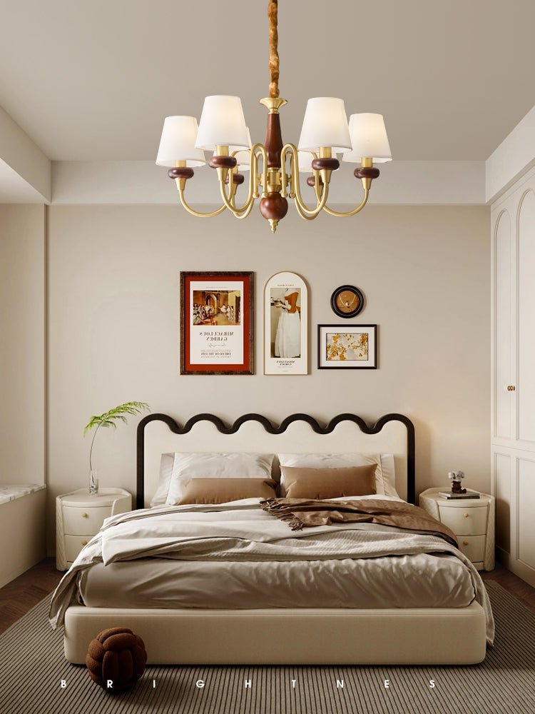 Lauraya Lustre Vintage Élégant en Tissu et Bois