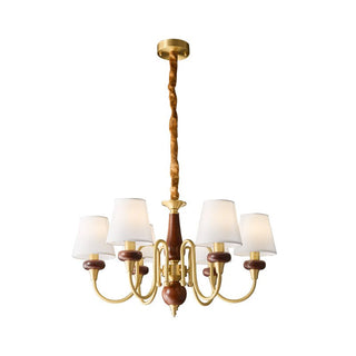 Zovena Lustre Vintage Élégant en Tissu et Bois