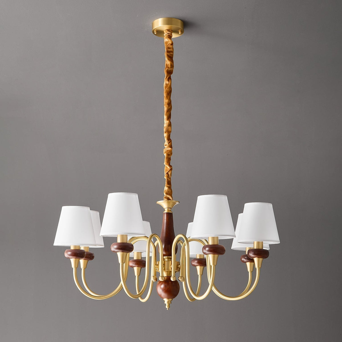 Lauraya Lustre Vintage Élégant en Tissu et Bois