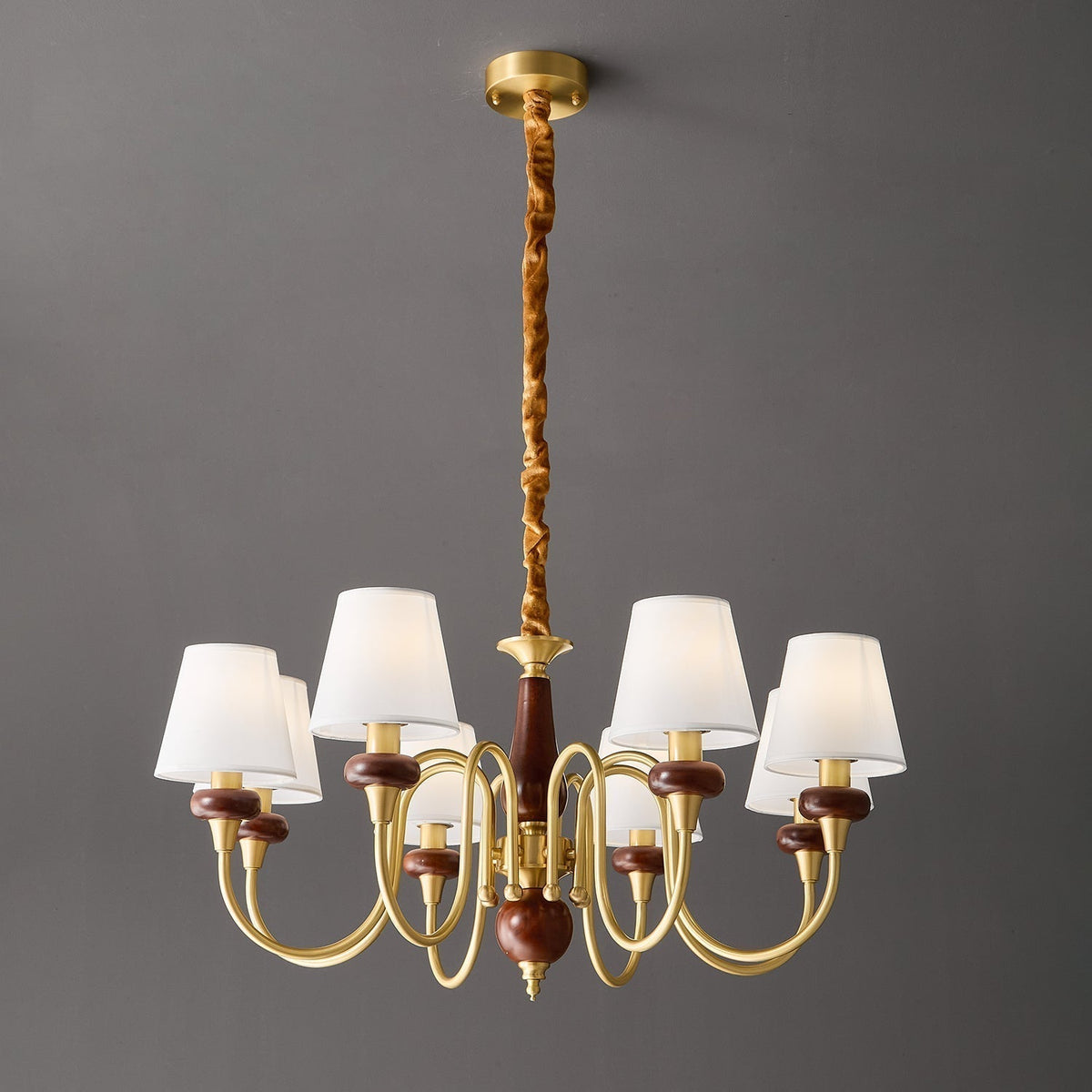 Lauraya Lustre Vintage Élégant en Tissu et Bois