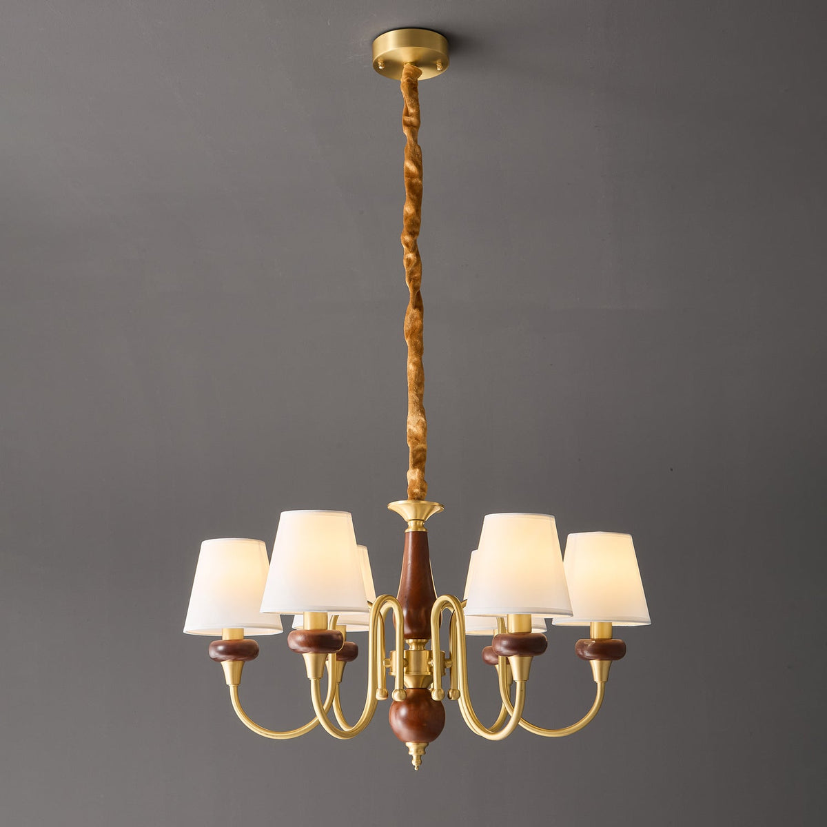 Lauraya Lustre Vintage Élégant en Tissu et Bois