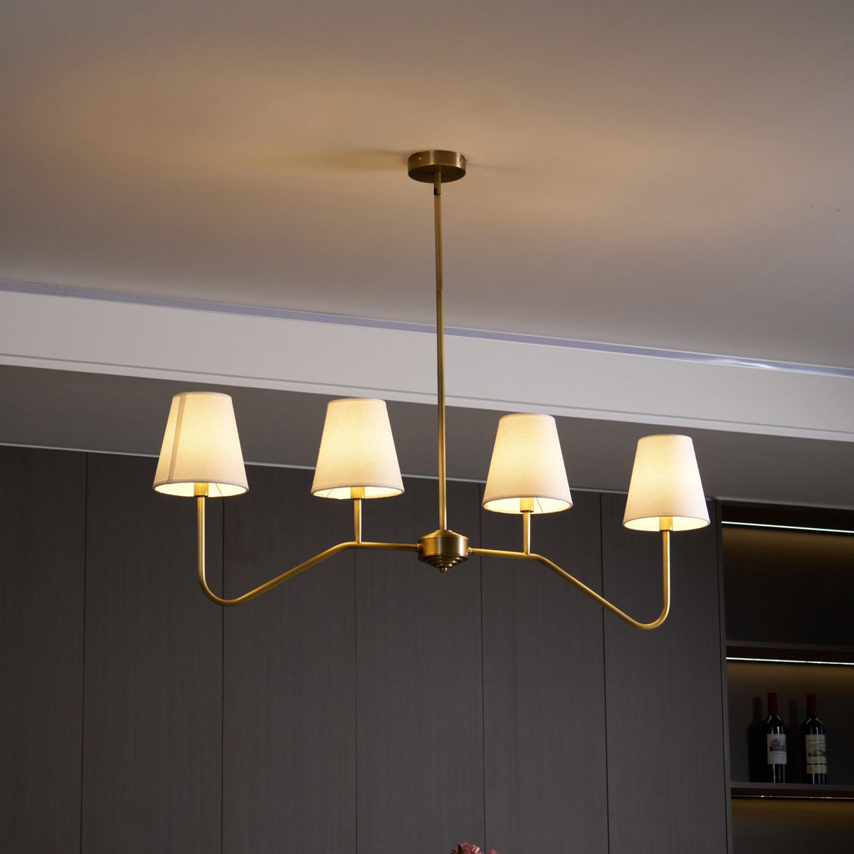 Iselaria Lustre Laiton Courbé Beige Linéaire