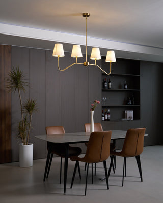 Lustra Lustre Laiton Courbé Beige Linéaire