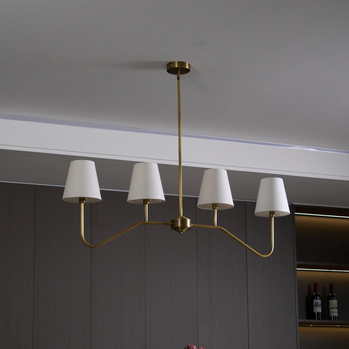 Iselaria Lustre Laiton Courbé Beige Linéaire