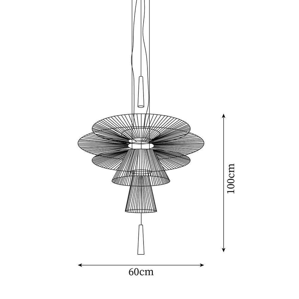 Chandelier Sculptural Layered Wire Frame Statement Bold Modern Centerpiece-Neutral Decor