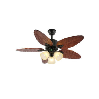 Plafonnier Ventilateur Virella en Bois Tropical et Verre