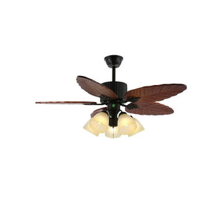 Plafonnier Ventilateur Virella en Bois Tropical et Verre